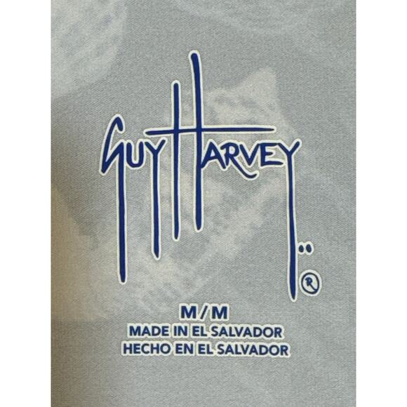 Guy Harvey Medium  Dress Performance UPF 40 Protection 3/4 Sleeve Ocean Blue - Picture 3 of 5